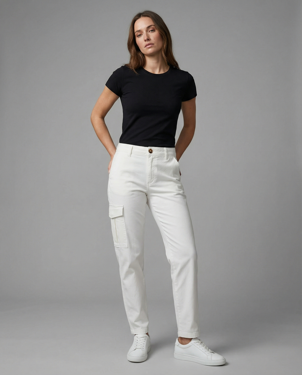 Cargohose Damen mit hohem Bund und Seitentaschen