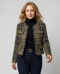 Damen Tweed-Blazerjacke mit goldenen Knöpfen