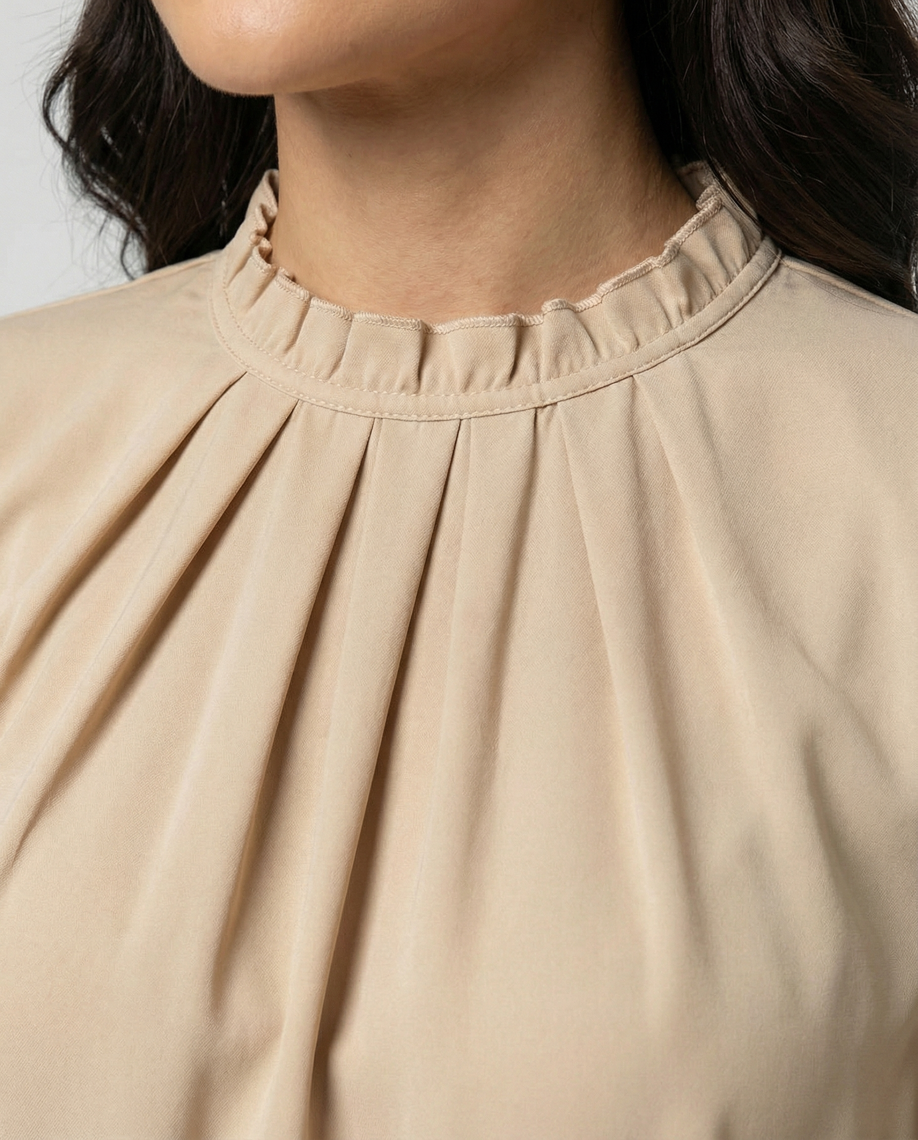 Falten Hoher Kragen Lässiger Schnitt Elegante Kleidung