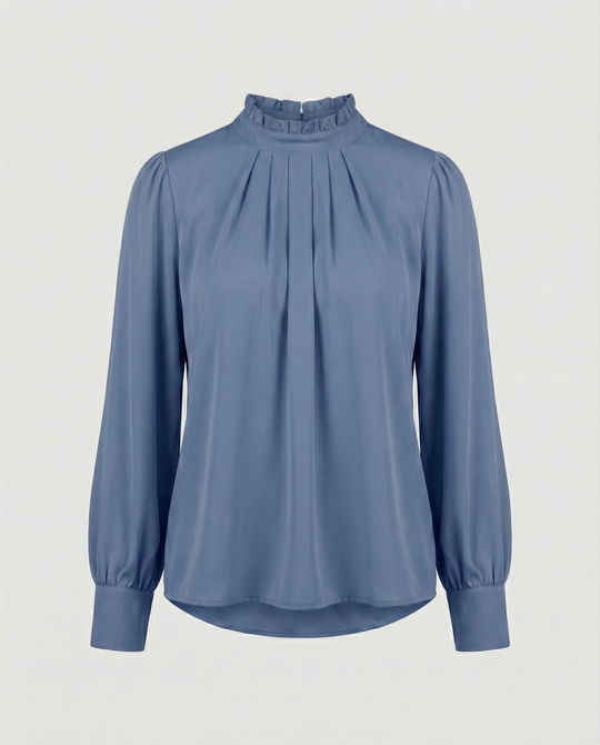Falten Hoher Kragen Lässiger Schnitt Elegante Kleidung
