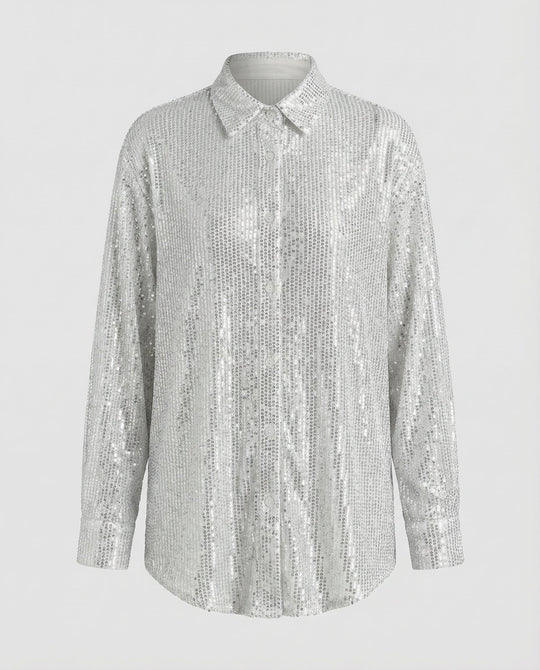 Glitzernde Oversize Bluse Damen | Heidi-Mode