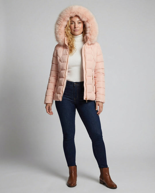Damen Winterjacke Kunstfell