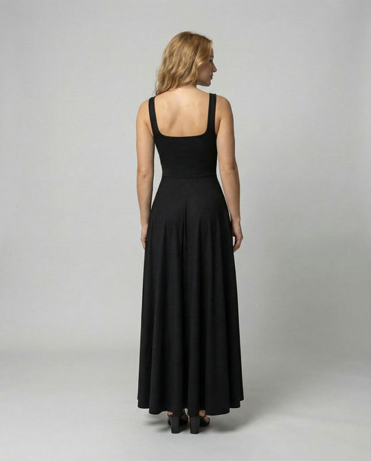 Elegantes Damen Maxikleid mit weichem Schnitt & quadratischem Ausschnitt