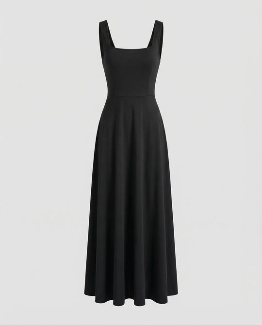 Elegantes Damen Maxikleid mit weichem Schnitt & quadratischem Ausschnitt