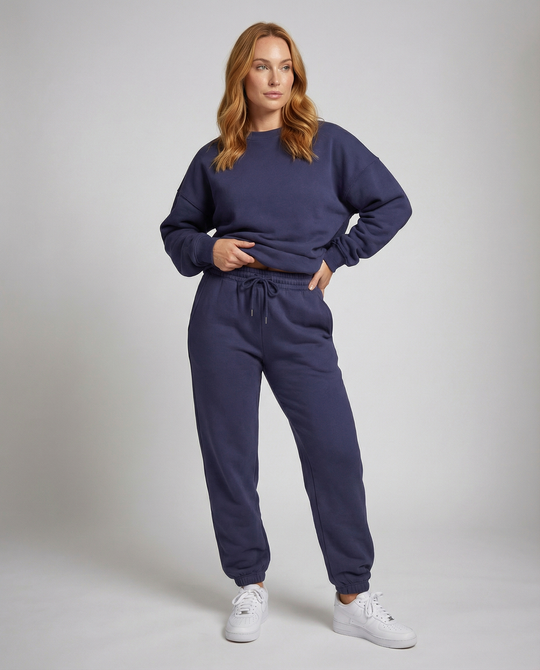 Jogginganzug Damen Sweatset aus Baumwollmix mit lockerem Schnitt
