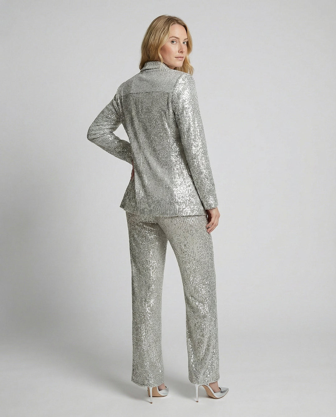 Damen Glitzerndes Blazeranzug mit weitem Bein und schimmernden Pailletten ShopNory
