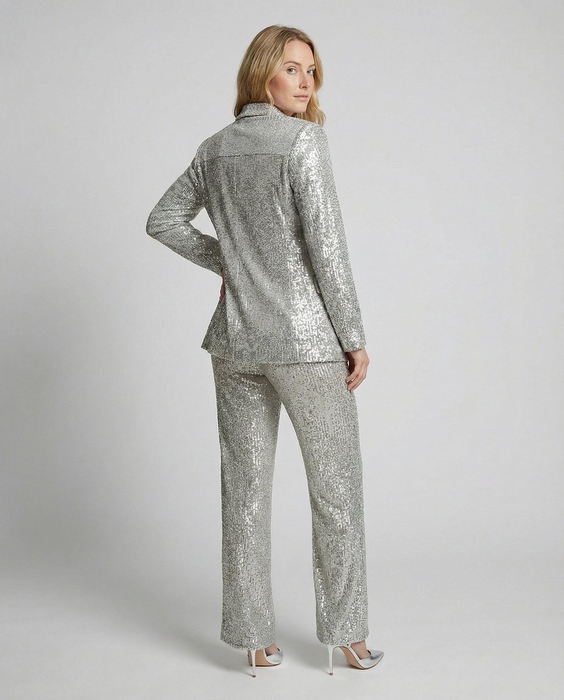 Damen Glitzerndes Blazeranzug mit weitem Bein und schimmernden Pailletten ShopNory