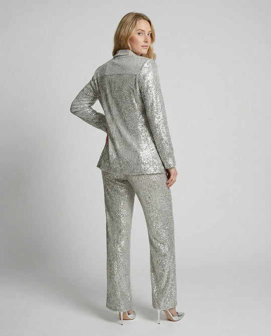 Damen Glitzerndes Blazeranzug mit weitem Bein und schimmernden Pailletten ShopNory