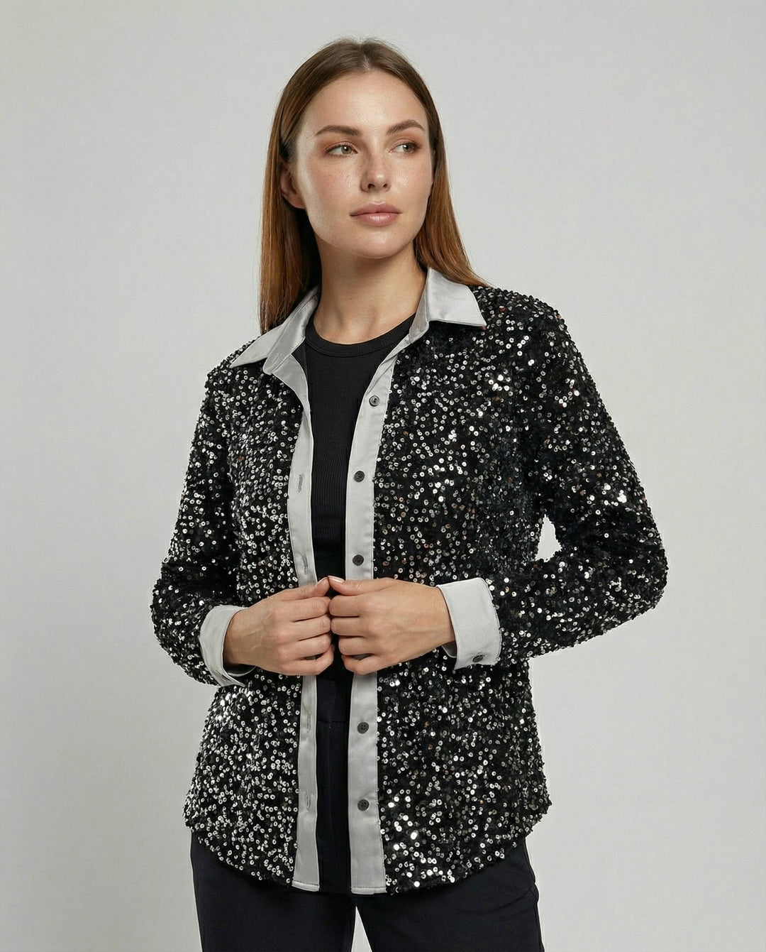 Glitzernde Damen Paillettenbluse