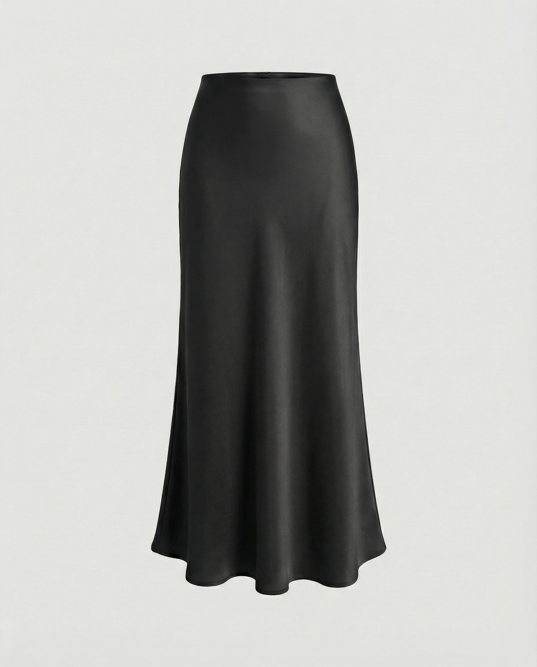 Damen Satin-Midirock mit fließendem Schnitt und hohem Bund