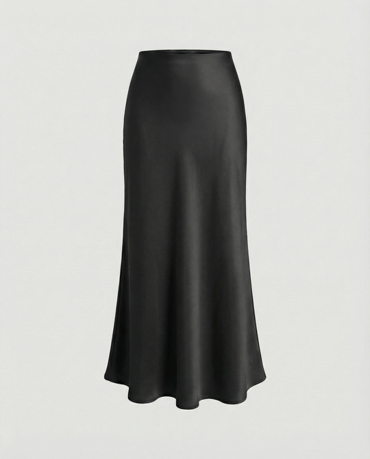 Damen Satin-Midirock mit fließendem Schnitt und hohem Bund
