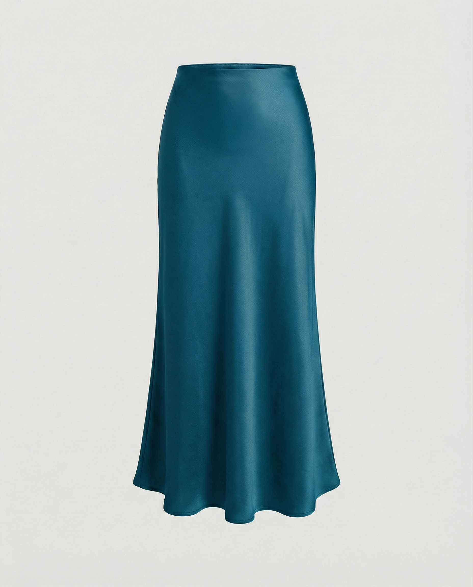 Damen Satin-Midirock mit fließendem Schnitt und hohem Bund
