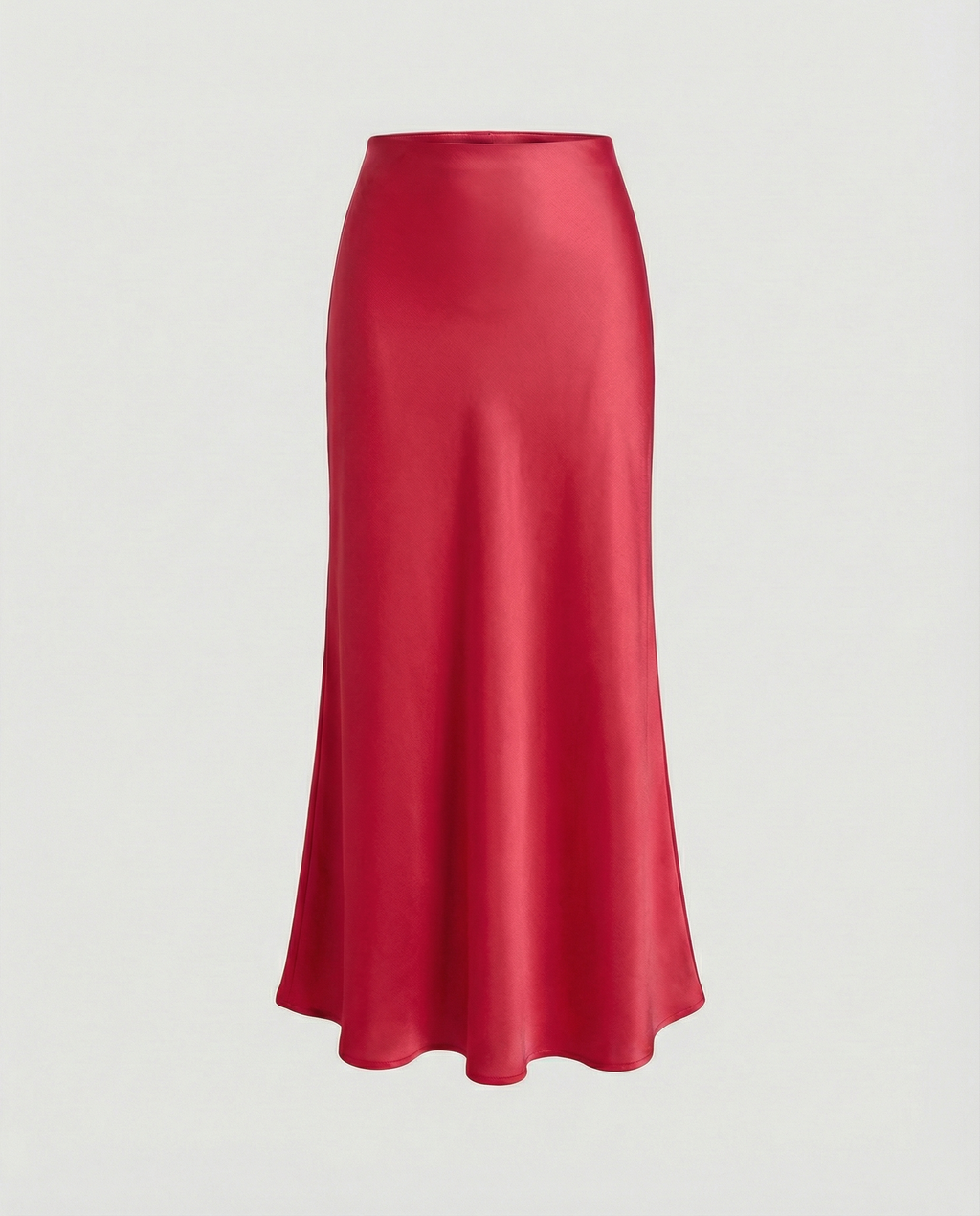 Damen Satin-Midirock mit fließendem Schnitt und hohem Bund