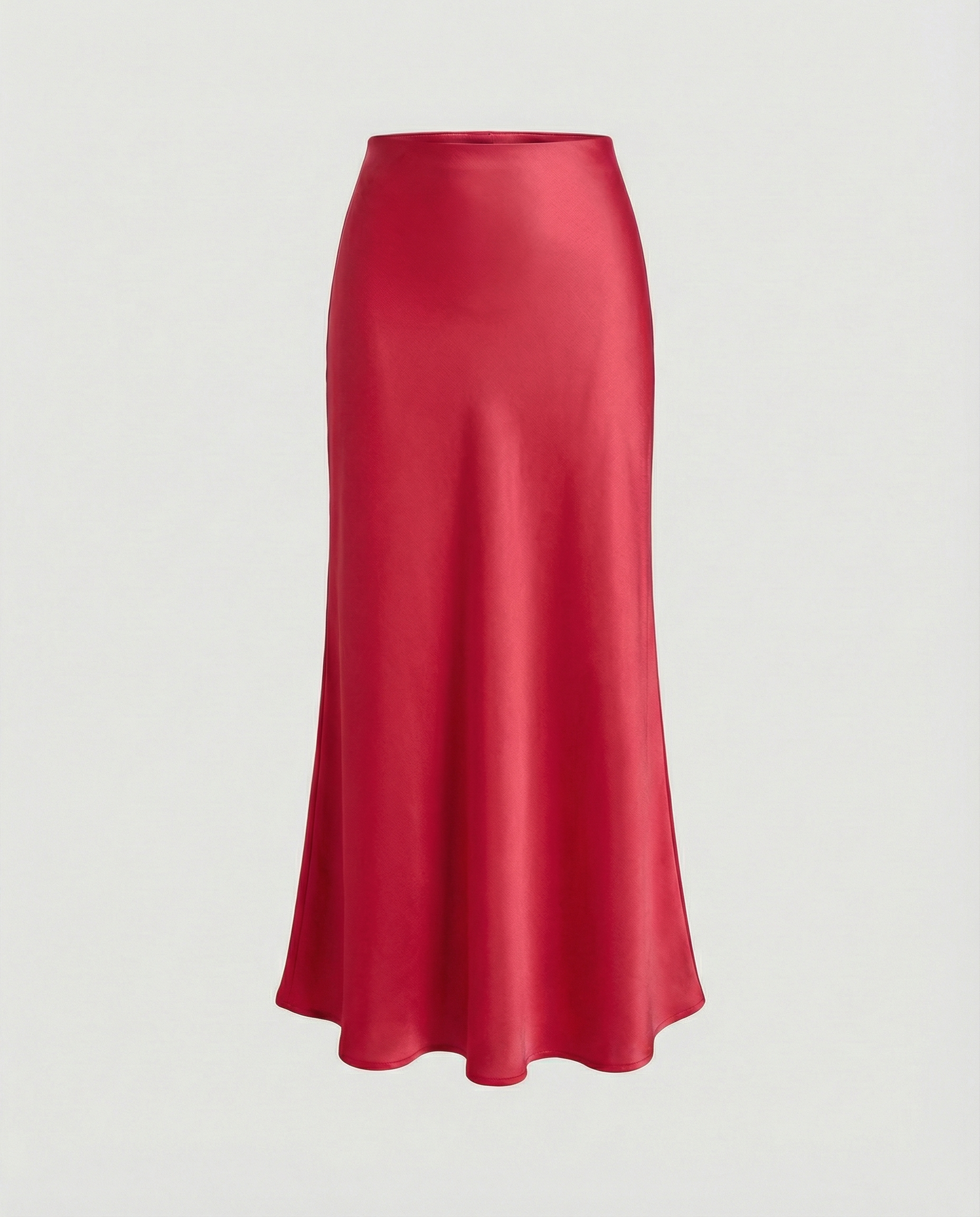 Damen Satin-Midirock mit fließendem Schnitt und hohem Bund