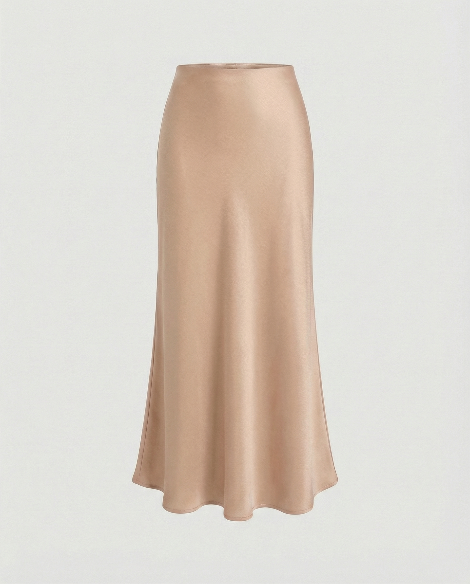 Damen Satin-Midirock mit fließendem Schnitt und hohem Bund