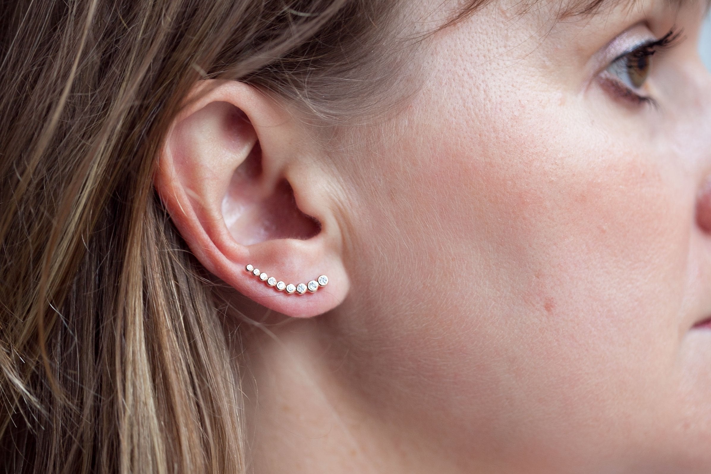 Ohrklemme mit Zirkonia Rosévergoldet - Ear Climber - Ohrschieber | Shop Nory