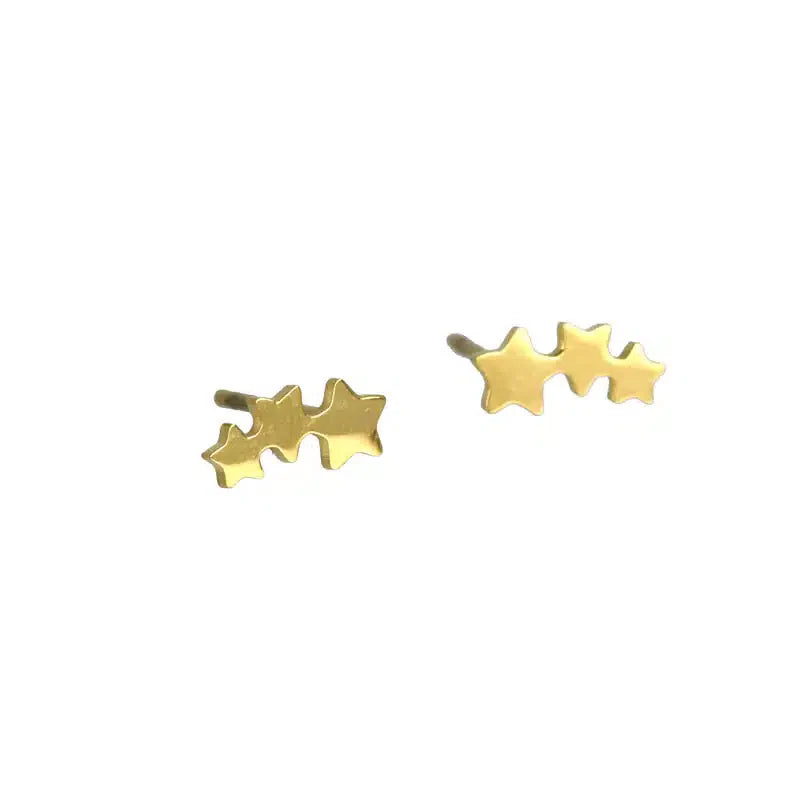 Ohrkletterer aus goldfarbenem Edelstahl mit zarten Sternen | Shop Nory