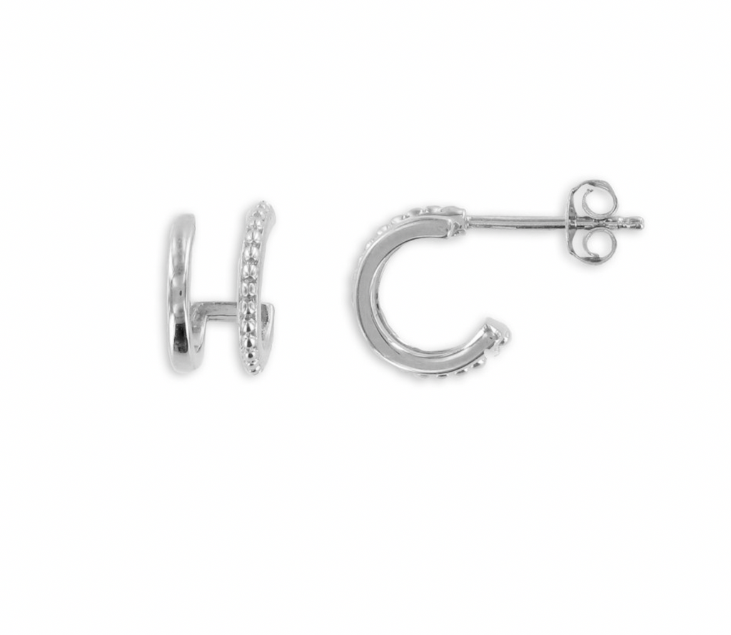Ohrringe Creolen Doppel Stecker aus Silber | Shop Nory
