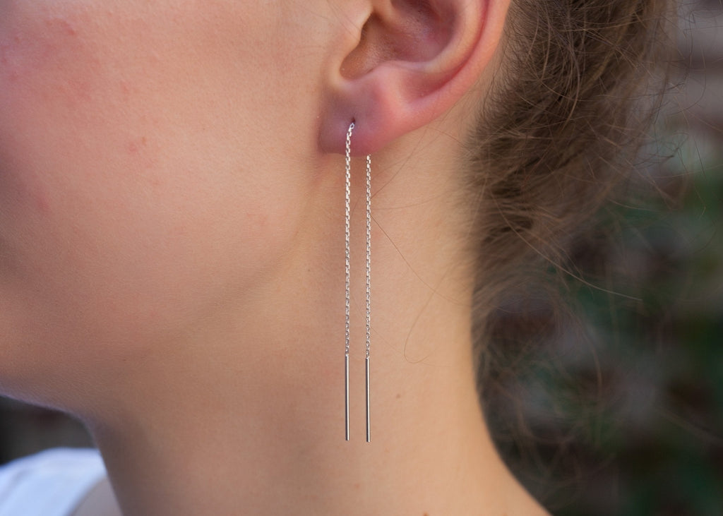 Ohrringe Durchzieher aus Silber, Durchziehohrhänger Silber | Shop Nory