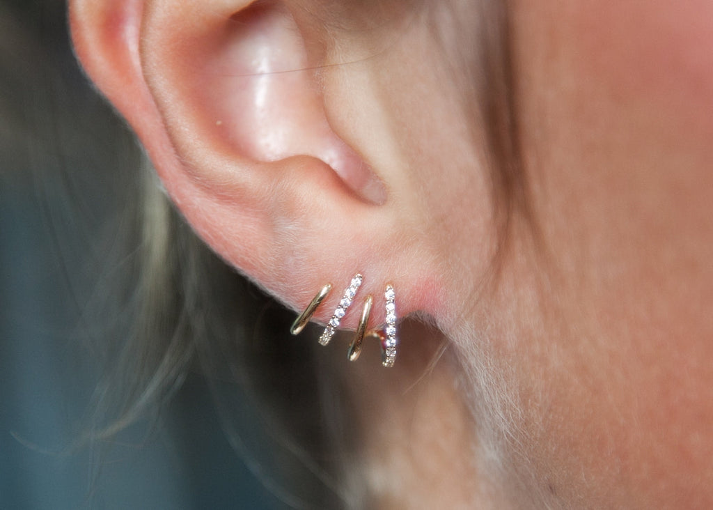 Ohrringe Vierfach Creolen mit Zirkonia Vergoldet | Shop Nory