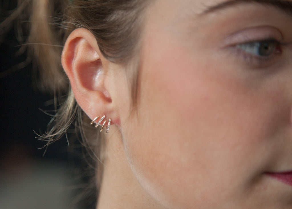 Ohrringe Vierfach Creolen mit Zirkonia Vergoldet | Shop Nory