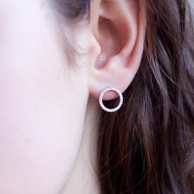 Ohrringe Ohrstecker Kreis mit Zirkoniasteinen aus Silber | Shop Nory