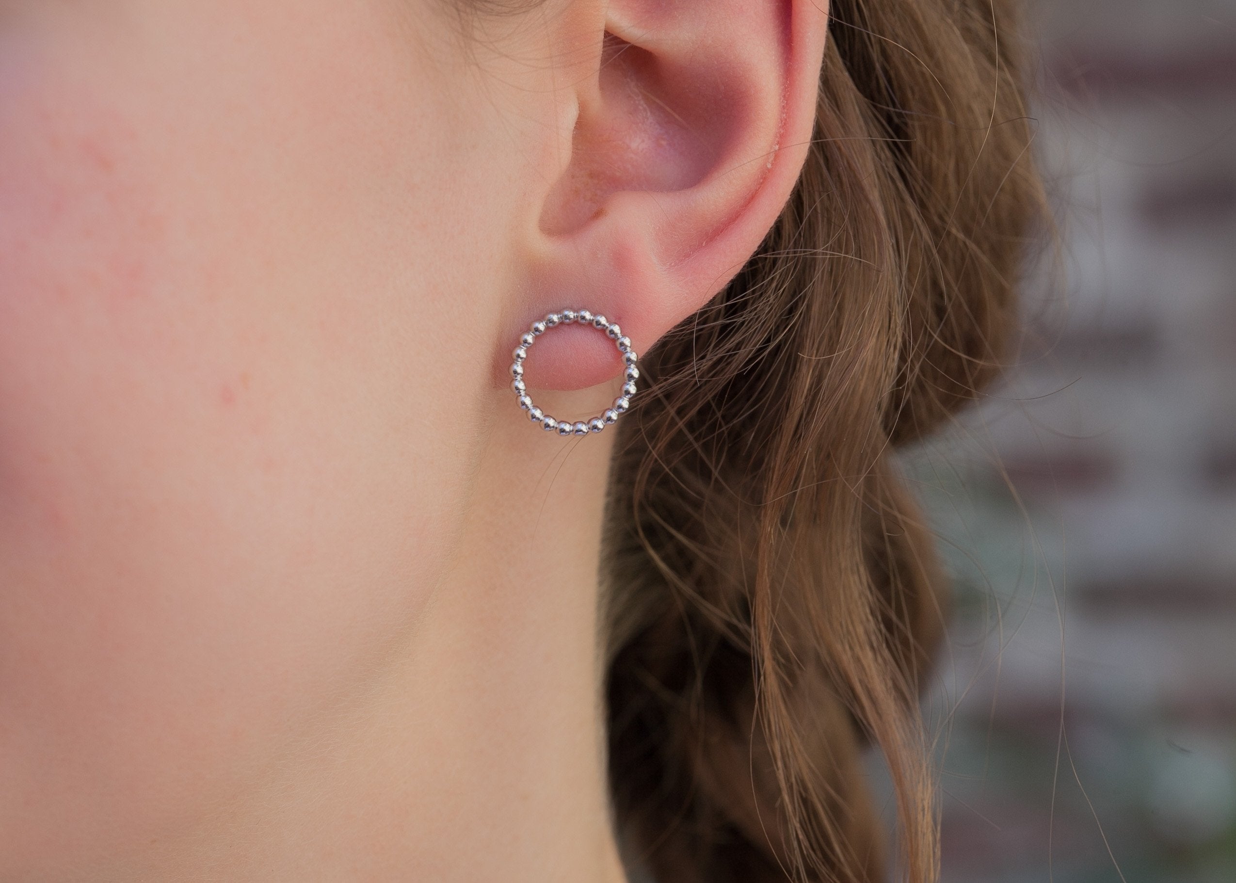 Ohrringe Ohrstecker Kreis Kugeln aus Silber für Damen | Shop Nory