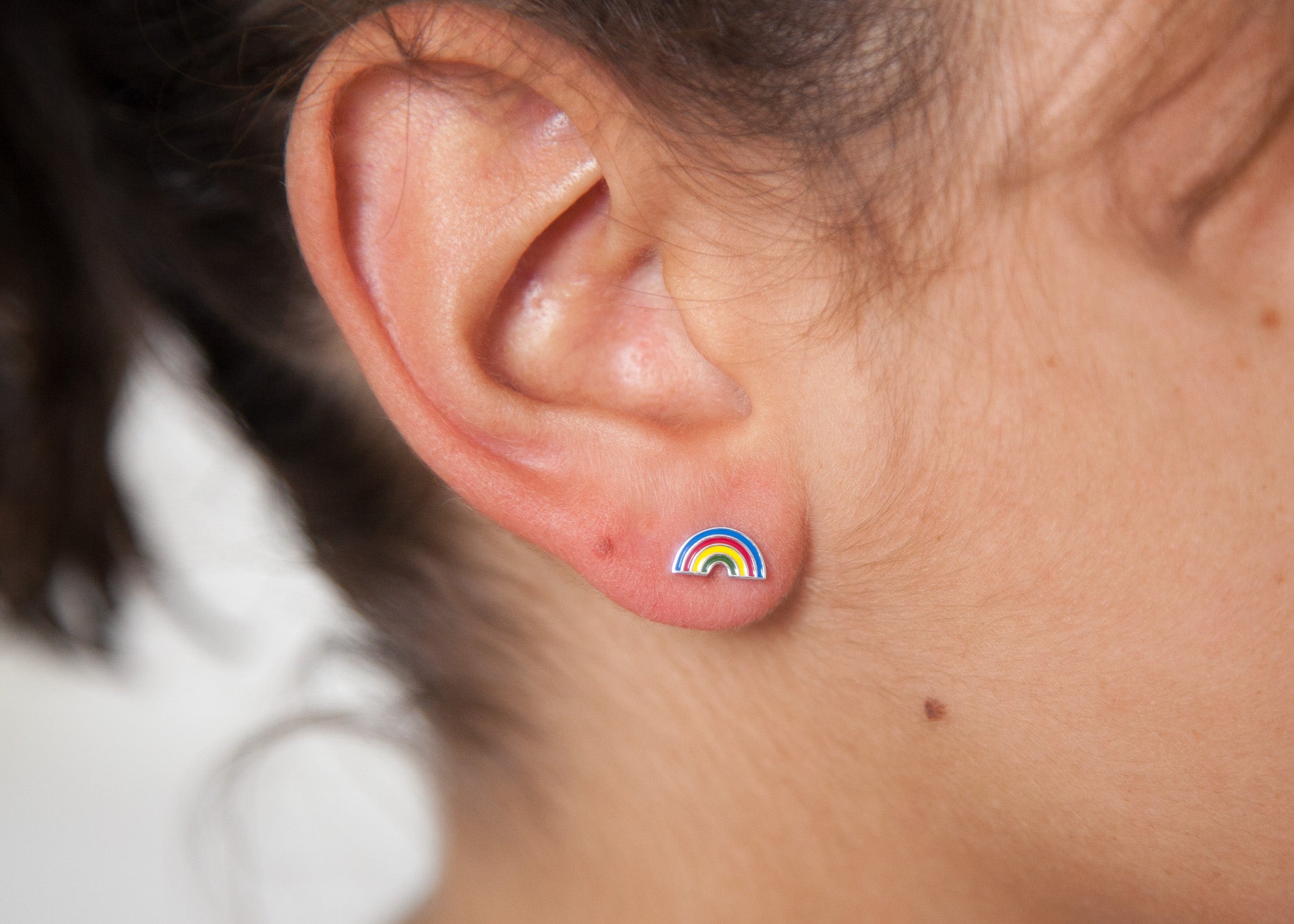Ohrstecker mit Regenbogen aus Silber - Ohrringe für Kinder | Shop Nory