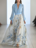 Glänzendes Floral Print Maxikleid