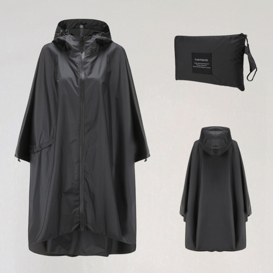 Damen Faltbare Regenjacke mit Kapuze und Wasserdichtem Stoff