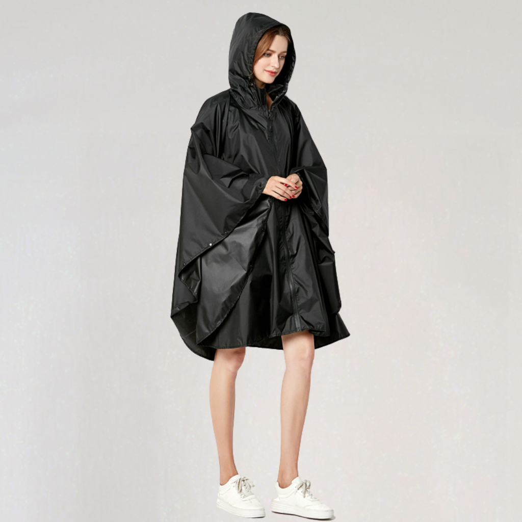 Damen Faltbare Regenjacke mit Kapuze und Wasserdichtem Stoff