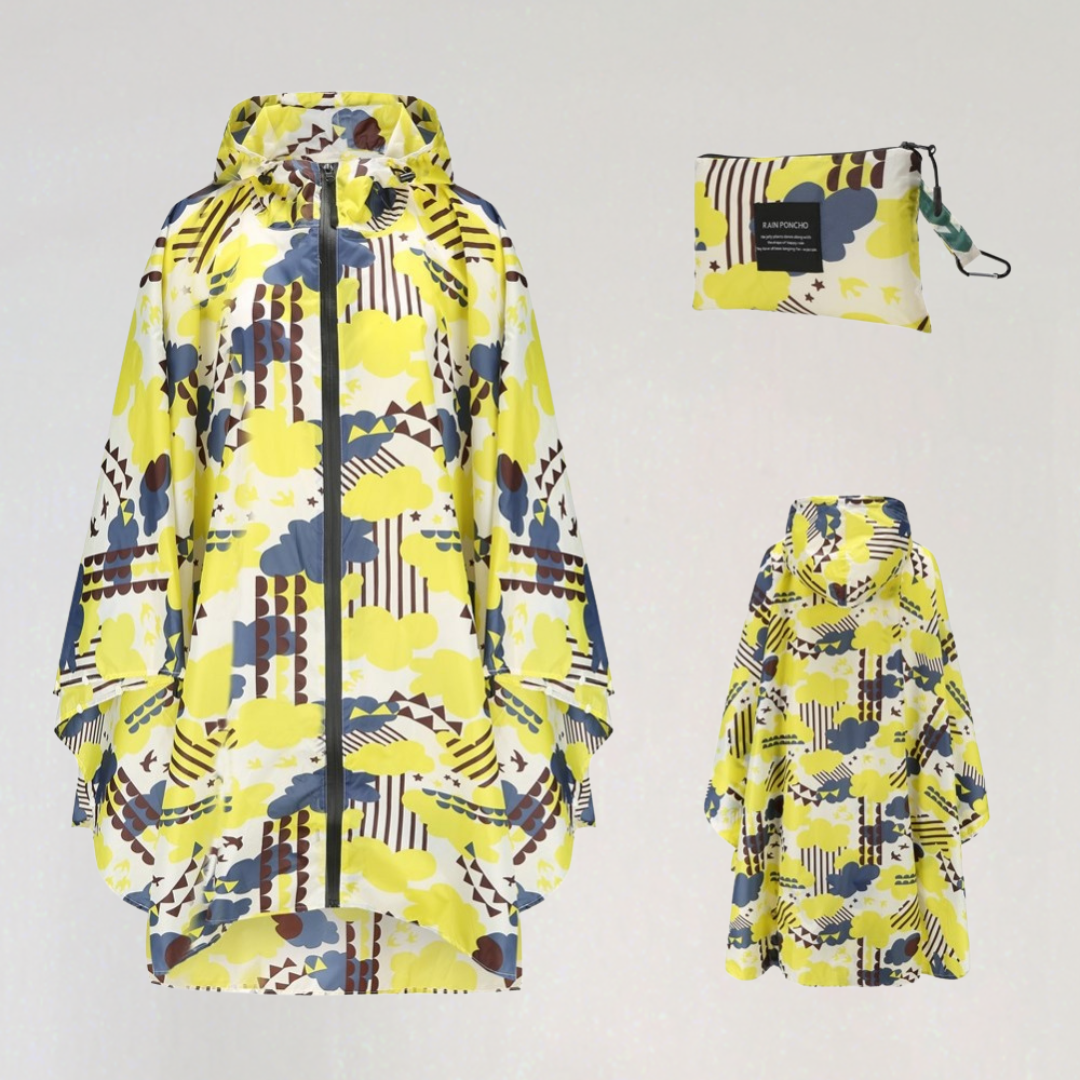 Damen Faltbare Regenjacke mit Kapuze und Wasserdichtem Stoff