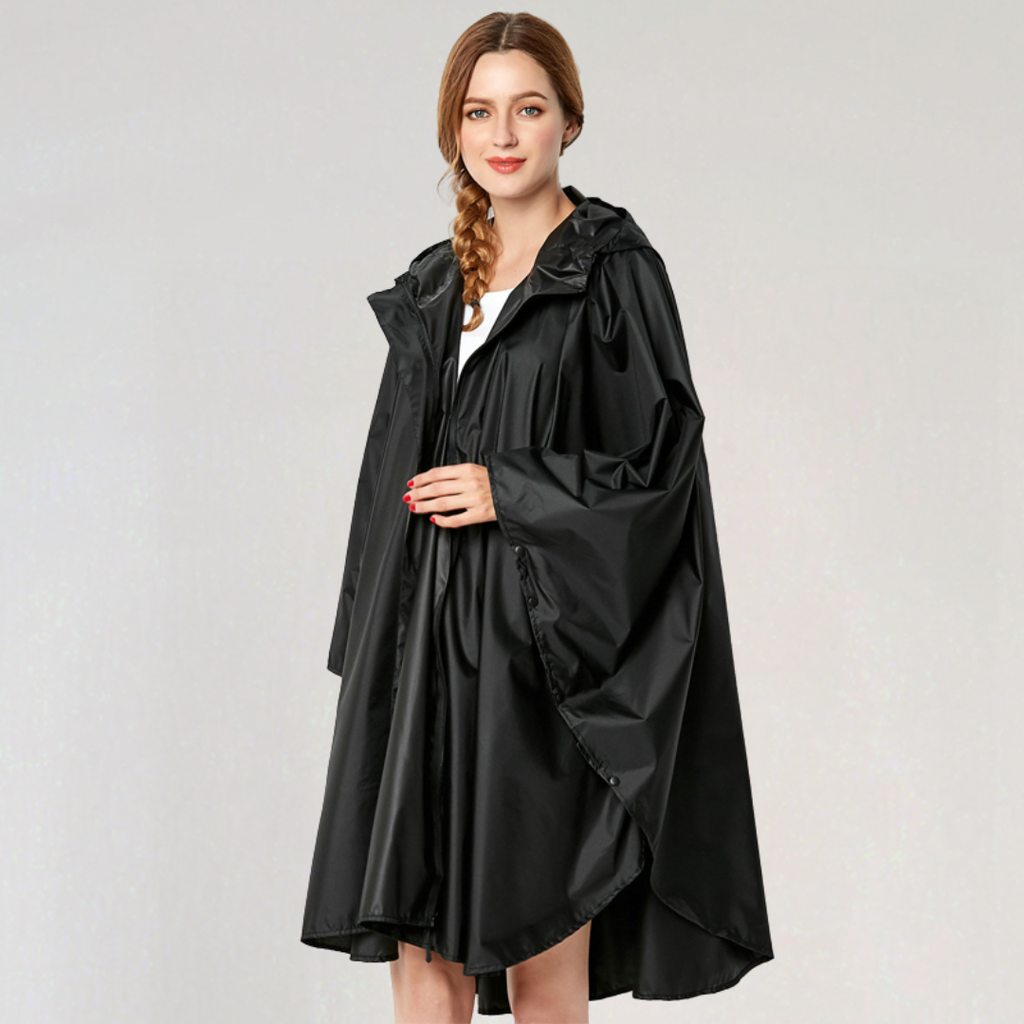 Damen Faltbare Regenjacke mit Kapuze und Wasserdichtem Stoff