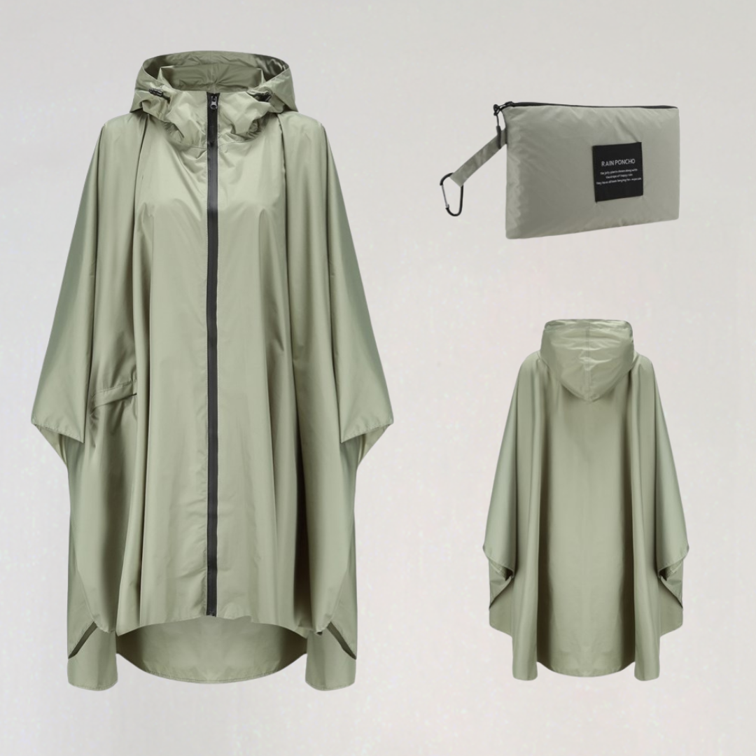 Damen Faltbare Regenjacke mit Kapuze und Wasserdichtem Stoff