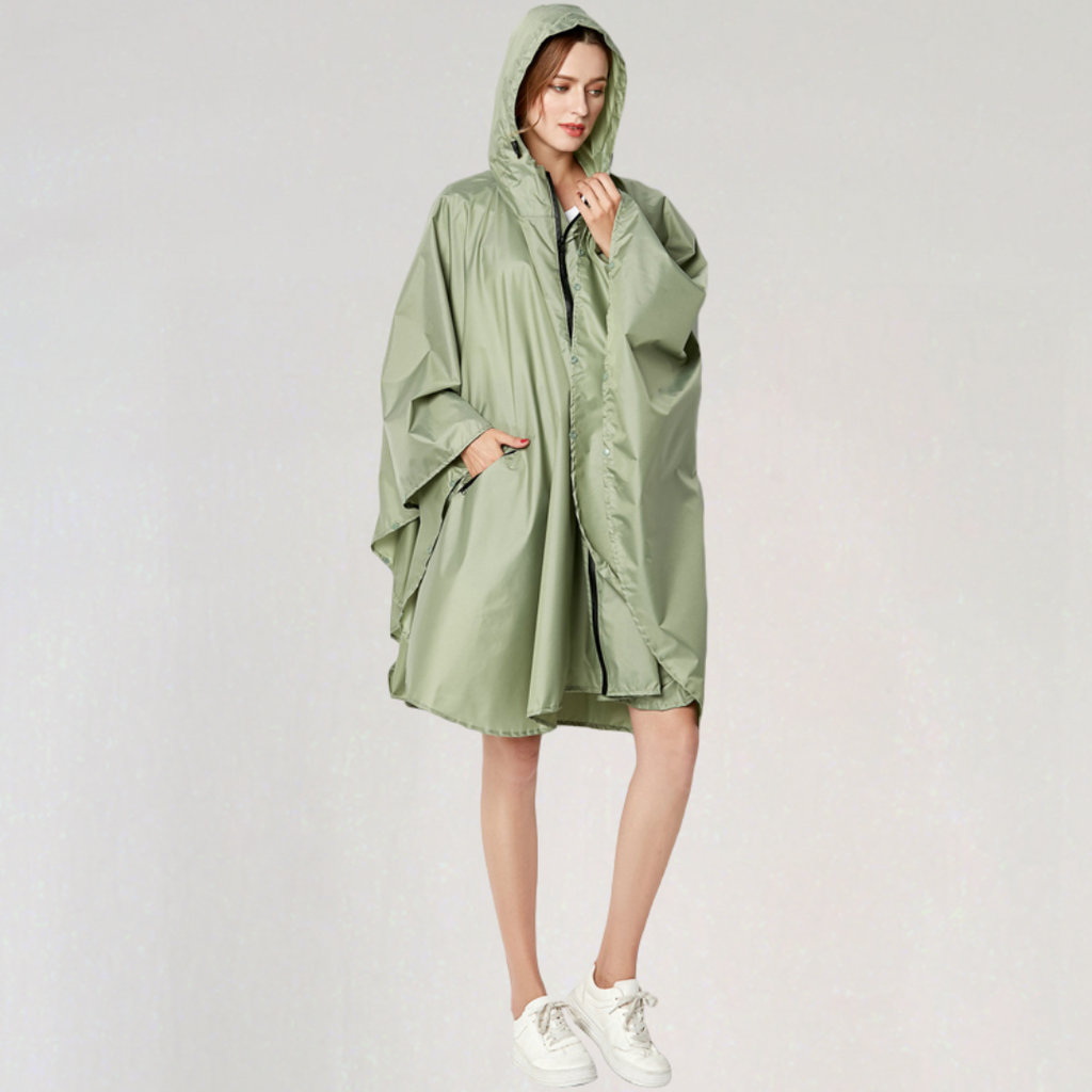 Damen Faltbare Regenjacke mit Kapuze und Wasserdichtem Stoff