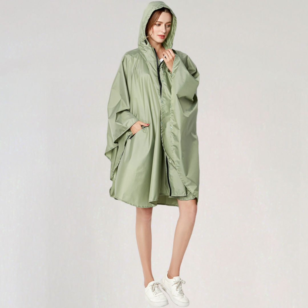 Damen Faltbare Regenjacke mit Kapuze und Wasserdichtem Stoff