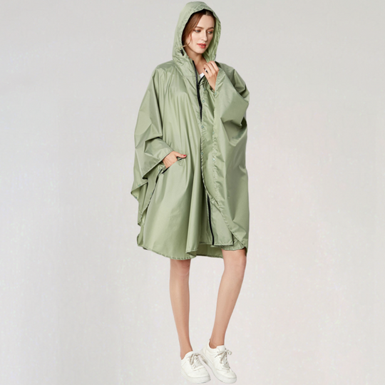 Damen Faltbare Regenjacke mit Kapuze und Wasserdichtem Stoff