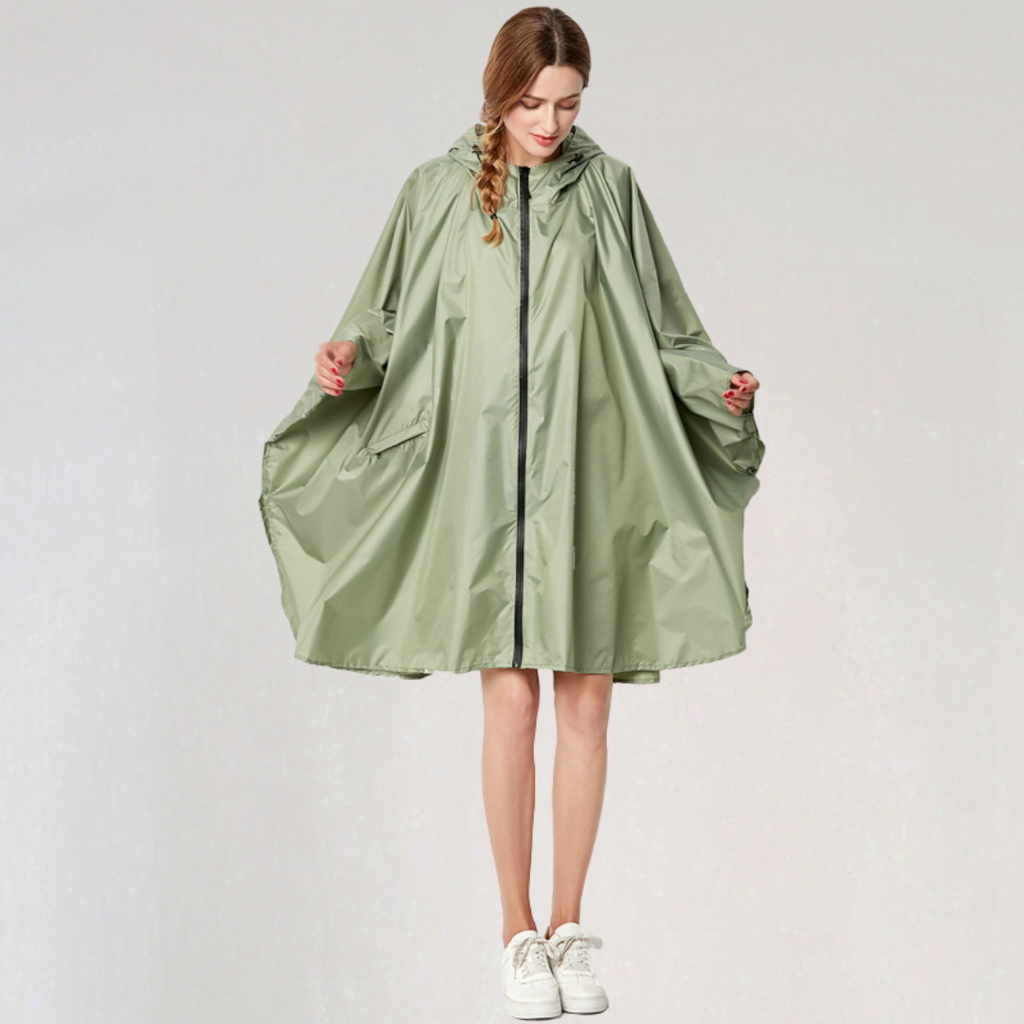 Damen Faltbare Regenjacke mit Kapuze und Wasserdichtem Stoff
