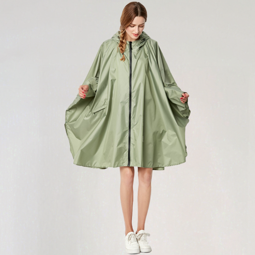 Damen Faltbare Regenjacke mit Kapuze und Wasserdichtem Stoff