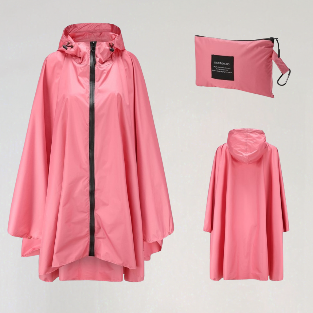 Damen Faltbare Regenjacke mit Kapuze und Wasserdichtem Stoff