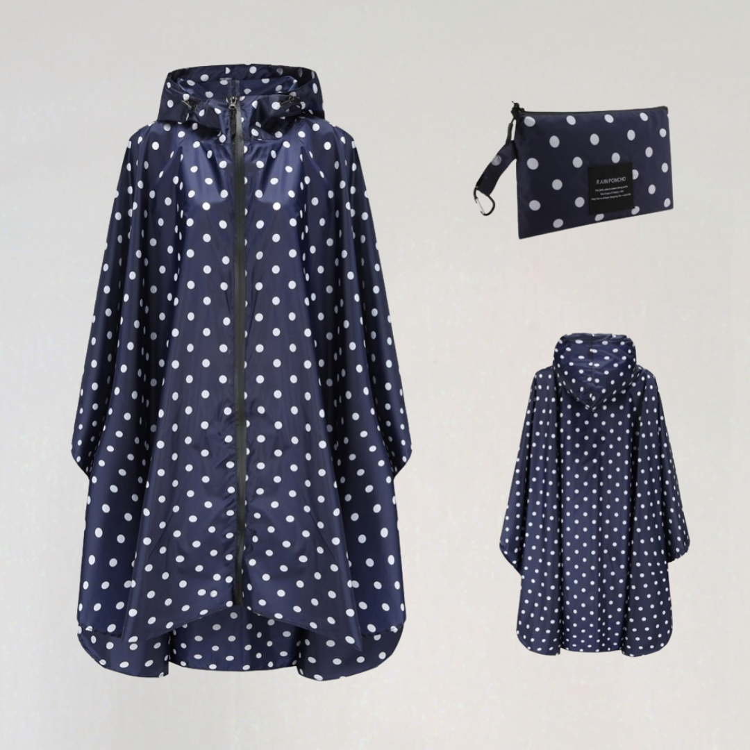 Damen Faltbare Regenjacke mit Kapuze und Wasserdichtem Stoff