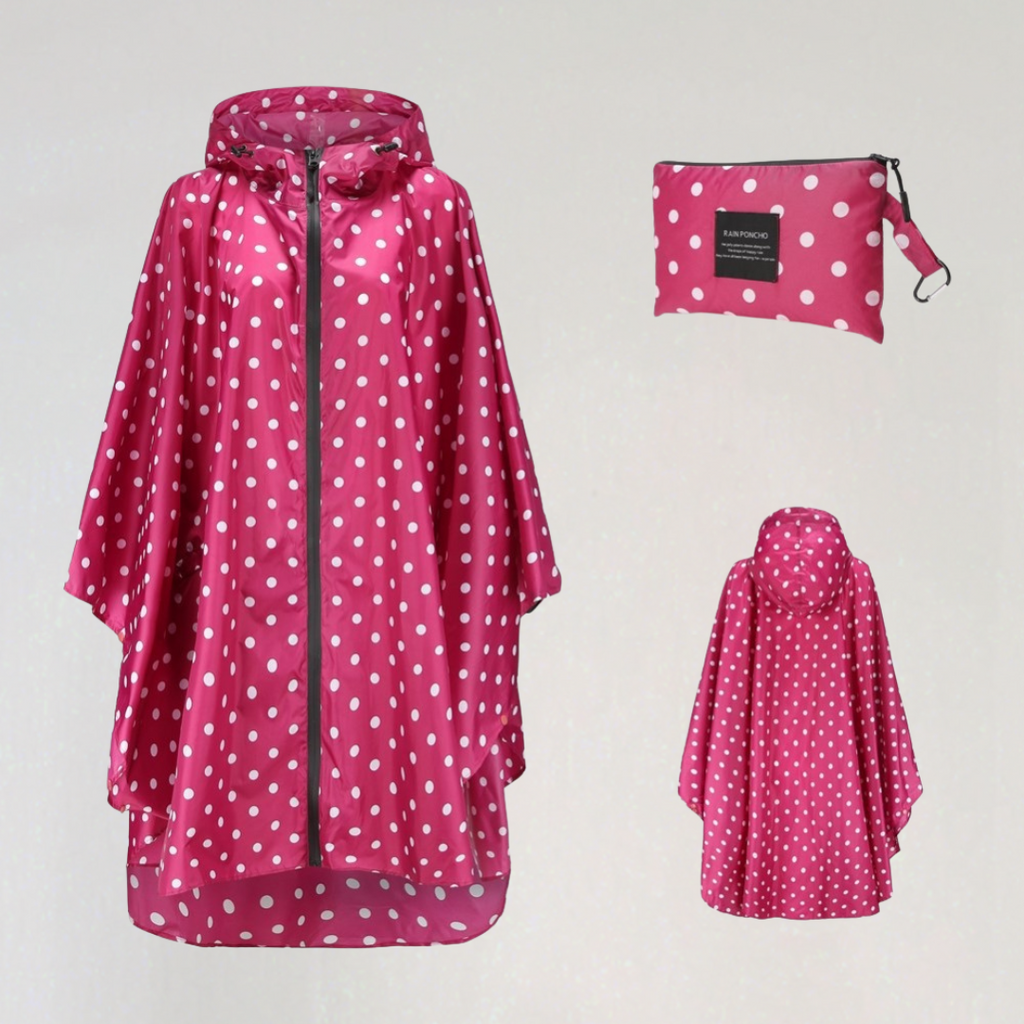 Damen Faltbare Regenjacke mit Kapuze und Wasserdichtem Stoff
