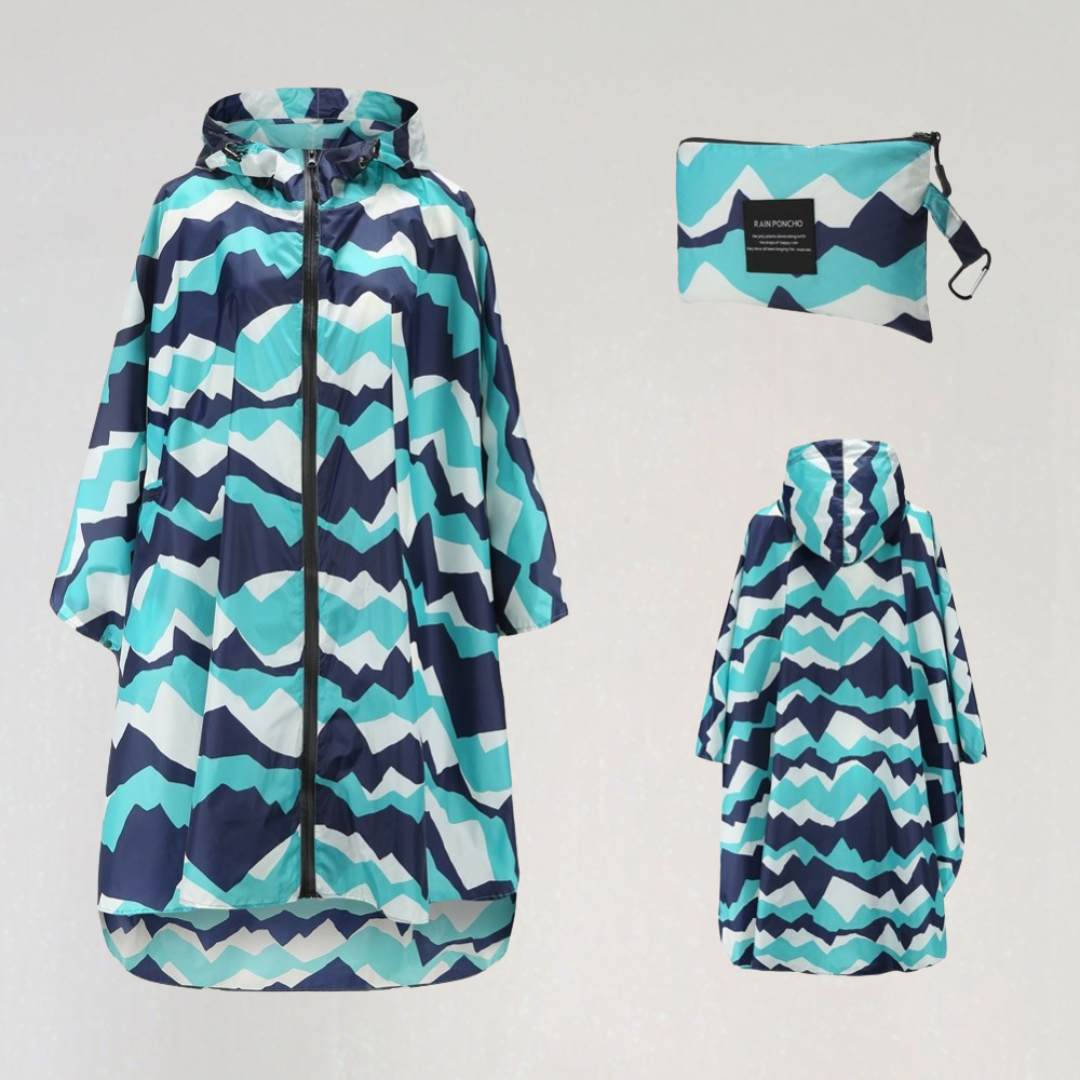 Damen Faltbare Regenjacke mit Kapuze und Wasserdichtem Stoff