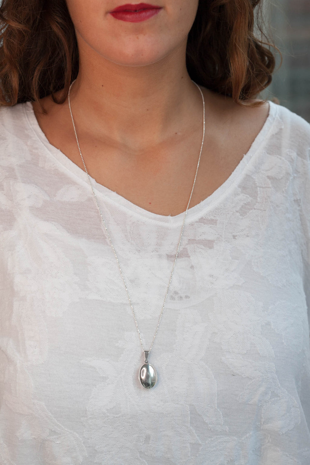 Ovaler Foto Anhänger aus Silber mit Kette | Shop Nory