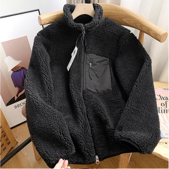 Herren Full-Zip Jacke - Texturierte Oberfläche mit Reißverschluss-Brusttasche