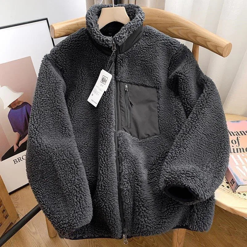 Herren Full-Zip Jacke - Texturierte Oberfläche mit Reißverschluss-Brusttasche