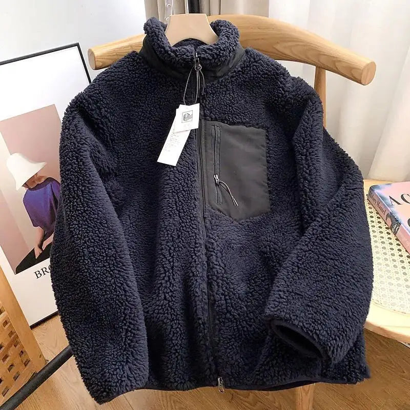 Herren Full-Zip Jacke - Texturierte Oberfläche mit Reißverschluss-Brusttasche