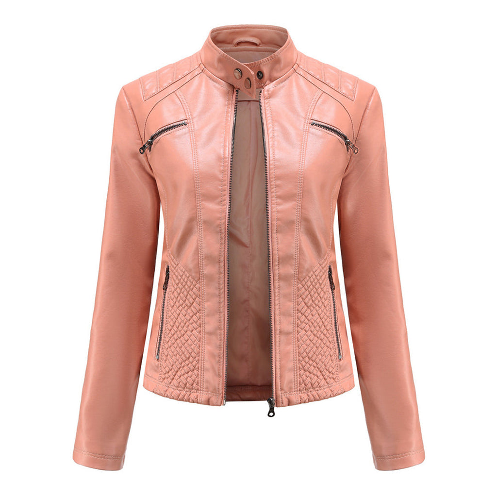 Lederjacke für Damen - Modische Jacke mit Reißverschluss