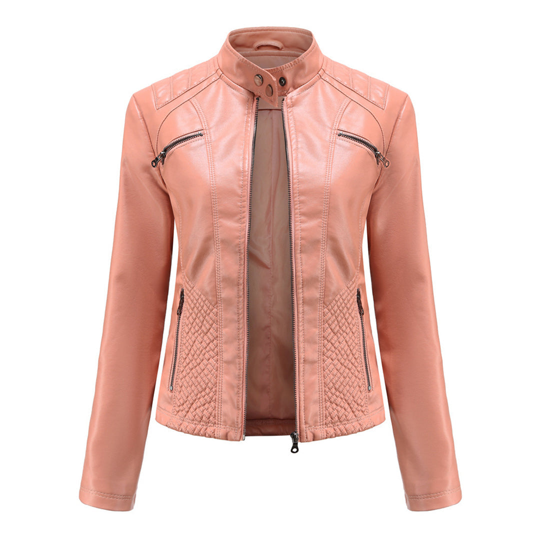 Lederjacke für Damen - Modische Jacke mit Reißverschluss