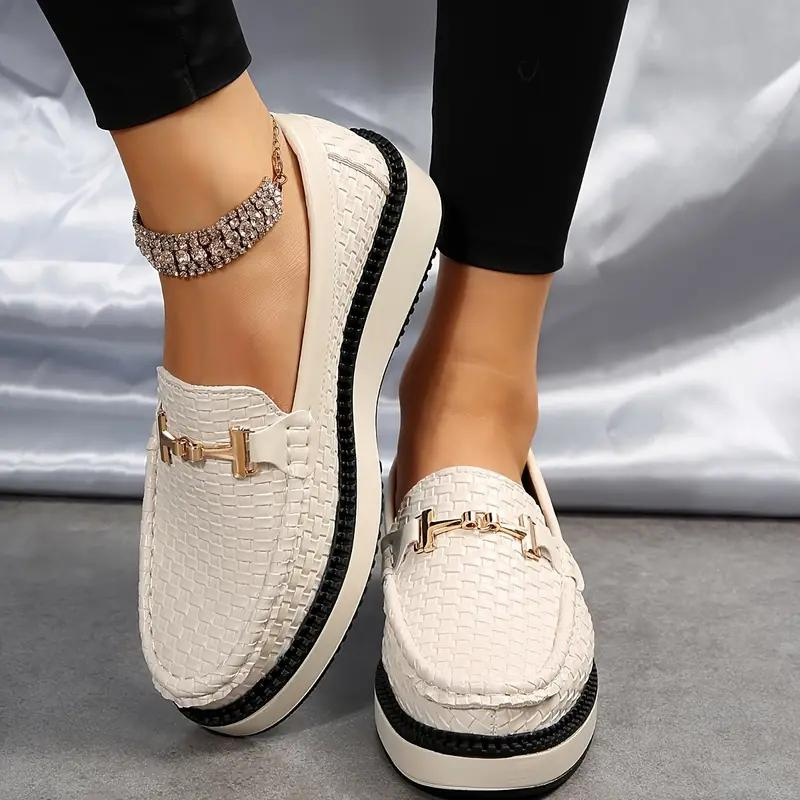 Plattform Loafers - Geflochten - Bequem - Damenschuhe - Slipper Shopnory